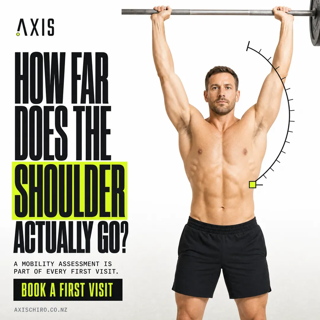 Withdrawn concept advertisement for Axis Chiropractic, an invented clinic. Held back for: idealised body.