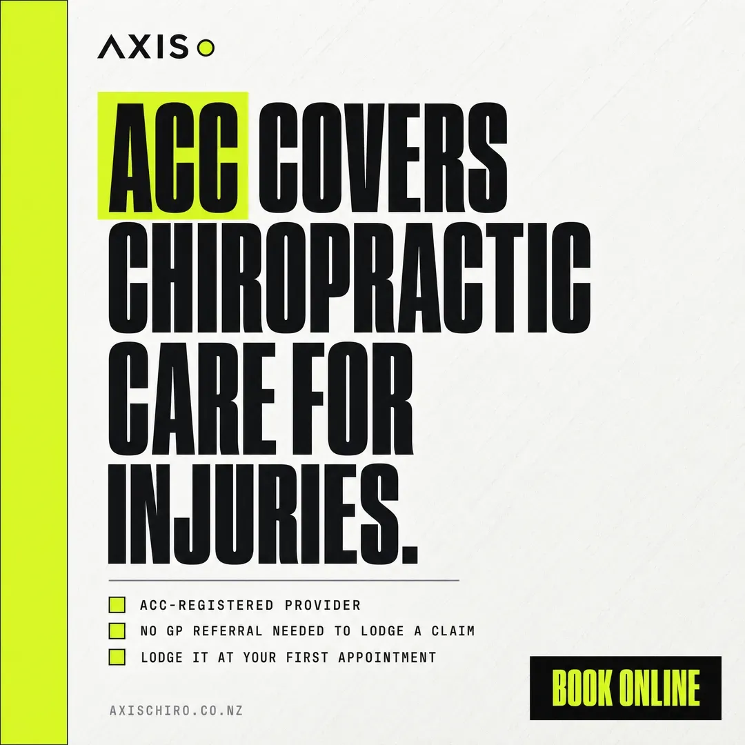 Withdrawn concept advertisement for Axis Chiropractic, an invented clinic. Held back for: unsourced claim.