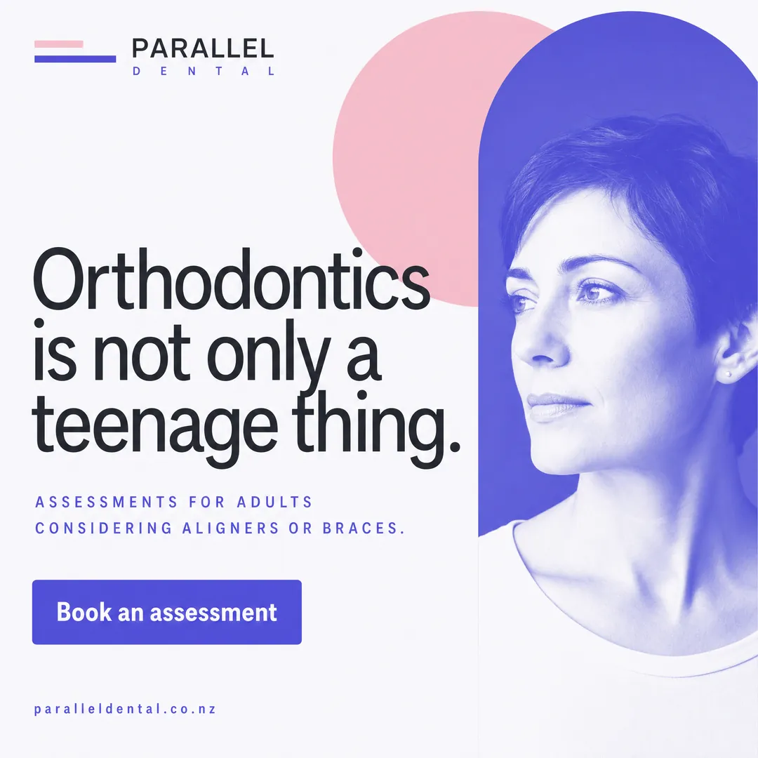 Concept advertisement for Parallel Dental, an invented clinic. Orthodontics for adults.