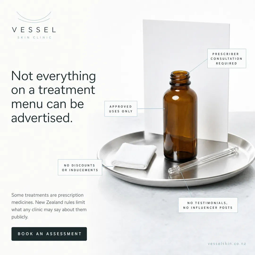Withdrawn concept advertisement for Vessel Skin Clinic, an invented clinic. Held back for: gate not cleared.