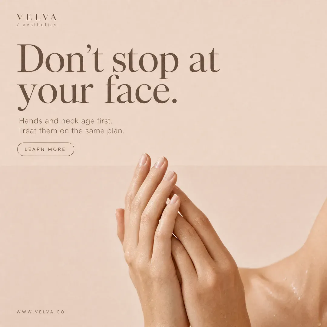 Withdrawn concept advertisement for Velva Aesthetics, an invented clinic. Held back for: personal attributes.